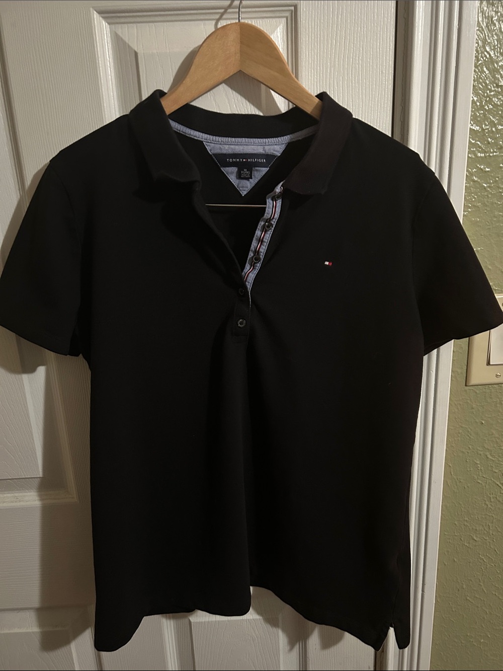 Tommy Hilfiger Black Polo with Subtle Flag Logo